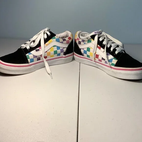 Vans Kids Sz 1 Off the Wall Checkerboard Multicolor Sneakers 721356 Skater Shoe - Picture 5 of 9